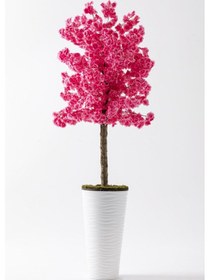 Resim Yapay Ağaç Pembe Bahar Dalı 180 Cm Beyaz Konik Saksı 