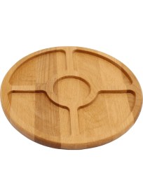 Resim Ahşap Kahvaltı Sunum Tabağı Yuvarlak Kahvaltılık Çerezlik 