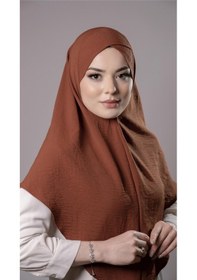 Resim Hürrem Bone Kiremit Pratik Hazır Geçmeli Tesettür Eşarp Aerobin Kumaş Çapraz Hijab 2307 05 