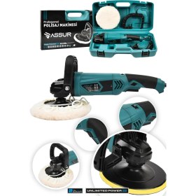 Resim Assur 1200W Devir Ayarlı 6 Kademeli Polisaj Makinesi 180mm Yüksek Güç ve Performans 