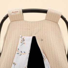 Resim Puset Örtüsü - Çift Taraflı - Sütlü Kahve Örgü - Yapraklar 