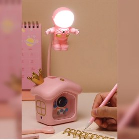 Resim Sensoria Dekoratif Astronot Masa Lambası Ve Kalemlik Usb Şarjlı Masa Lambası Ve Gece Lambası 3 Işıklı Pembe 