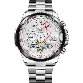 Resim Hanyang Gümüş Forsınıng Mavi Izle Basit Içi Boş Volan Mekanik Saat Dairesel Çelik Bantlı Saat Alaşımlı Mekanik Saat (Yurt Dışından) 