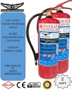 Resim P POYRAZ 6kg yangın tüpü kurukimyevi tozlu2 adet askı aparatı levha hediyeli 4 yıl garantili 