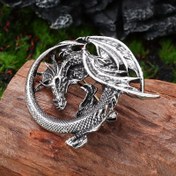 Resim Vintage Nordic Viking Dragon Brooch - Alaşım, Düzensiz Yuvarlak Şekil, Gotik Tarz, Günlük Giyim veya Parti Aksesuarı için Mükemmel, Benzersiz Hediye Fikri, Benzersiz Hediye Fikri | İncelikli Tasarım | Detaylı El Sanatları, Viking Brooch 