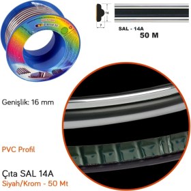 Resim Carub Çıta Sal 14A 16 mm x 50 mt (131) Siyah-Krom BR1501001 