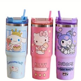Resim Sanrio Hello Kitty & Kuromi için 30oz Paslanmaz Çelik Yalıtımlı Termos Bardak Samanlı - Sızdırmaz, Spor, Fitness için Taşınabilir Seyahat Kupası | Sevimli Karikatür Vakumlu Araba Bardağı, Şükran Günü, Noel, Cadılar Bayramı, Yeni Yıl, Anneler Günü için İdeal Hediye | BPA'sız, PVC'siz, Şarj Edilmemiş, Sanrio 