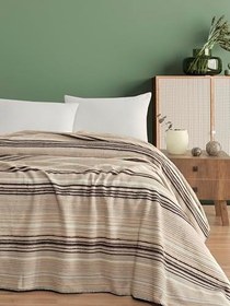 Resim Pamuklu 4 Mevsim Çift Kişilik Battaniye, 180x220 cm,%70 Pamuk%30 Polyester (kahve) 