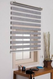 Resim Nursu Perde Gri Bambu Stor Zebra Perde Etek Dilimsiz Gri-170 x 260 