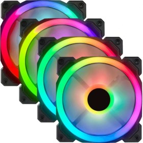 Resim Gametech 7r Pro Seri Rainbow Ledli Sessiz 120MM 12CM Kasa Fanı 4'lü Set 