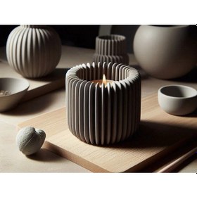 Resim Ufak Boy Şamdan Mumluk Led Mum Dahil Gri Renk Yemek Masası Dekorasyonu ŞEFFAF 