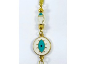 Resim Balıklı Çerçeve Nazarlı Göz Metal Ayetel Kürsi Araba Dikiz Ayna Süsü, Yeni Araba Hediyesi 