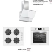 Resim Silverline 3'lü Beyaz Cam Ankastre Set (3490 Oslo 60 Beyaz+cs5335w01+bo6502w02) 