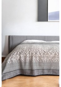 Resim Alla Turca Çift Kişilik Modern Mozaik Desenli Pike Gri 200x240 Cm %100 Pamuk Gri - Beyaz 