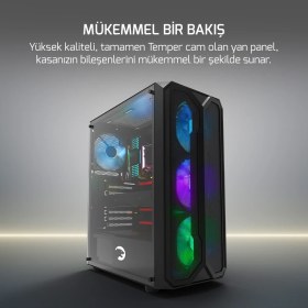 Resim Gamepower Aura 4 Fanlı ATX Oyuncu Kasası 550W 