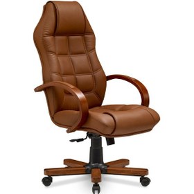 Resim Royal Konfor 2 Bilgisayar - Ofis - Müdür - Büro - Makam Çalışma Koltuğu Taba Renk Ahşap Ayaklı Taba 