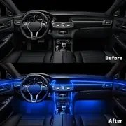 Resim 9-in-1 RGB Araba İç LED Ortam Işığı Kiti, APP Program Kontrolü, 16 Milyon Renk, Çoklu Modlar, 4 Kapı Işığı, 1 Gösterge Panel Işığı, 4 Ayak Işığı, Müzik Mikrofonu ile Senkronizasyon, USB Güçlü, Pil Gerektirmez, Motor Araçları için 