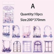 Resim 10 Adet/paket Pencere Çiçek Malzeme Kağıt Önemsiz Dergisi Dıy Scrapbooking Kolaj Malzemeleri Planlayıcısı Yaratıcı Kırtasiye Etiket Whıte 