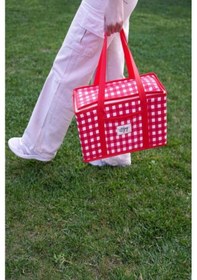 Resim Büyük Boy Kırmızı Piknik Çantası Termo Lüks Plaj Çantası Seyahat Kamp Çantası 35 X 20 X 20 Cm Kırmızı 