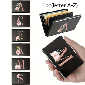 Resim Banka Kredi Kartı Tutucular için Gül Altın Baş Harflerle A'dan Z'ye Desenli 1-6 Yuvalı Ultra İnce Kart Tutucu, Minimalist - İnce Alüminyum Metal Cüzdan Banka Kart Kutusu, Erkeklerin Metal Kart Tutucu Depolama, Dış Mekan ve Günlük Kullanım İçin Uygun, Arkadaşlar İçin Bir Hediye 