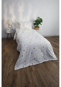 Resim Yıldız Pamuklu Ranforce Tek Kişilik Nevresim Seti - Ekru - Vizon 