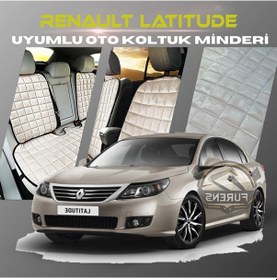 Resim Renault Latitude Bej Tay Tüyü Cepli & Terletmez Sırtlı Oto Koltuk Minder Seti - Koruma Kılıfı Ön & Arka Set 