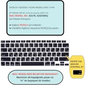Resim Ecovibe Klavye Koruyucu Silikon Kılıf Rusça Baskılı Us Amerikan Return Enter Tipi Air M1 13INÇ A2337,A2179 Id Uyumlu, Kaymaz Yıkanabilir Siyah 