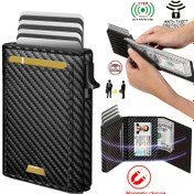 Resim Erkek Cüzdan Kartlık Pop Up RFID Engelleme Akıllı İnce Minimalist Büyük Kapasiteli Kimlik Penceresi Nakit Çantası 
