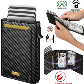 Resim Erkek Cüzdan Kartlık Pop Up RFID Engelleme Akıllı İnce Minimalist Büyük Kapasiteli Kimlik Penceresi Nakit Çantası 