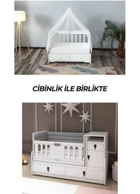 Resim Patiko R131 Beyaz Büyüyebilen,cibinlikli Beşik Beyaz 
