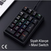 Resim Zilvana RGB Mekanik Sayısal Tuş Takımı | 21 Tuşlu Kablolu Numpad, Mavi Switch, Gaming & Ofis Klavye 