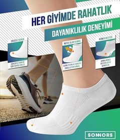 Resim SONNORS 6 Çift Uniseks Sneaker Kadın Erkek Çorap - Organik Pamuk Patik Spor Çorabı - Kısa Çorap Dikişsiz Rahat Kalıp - Beyaz Siyah Gri 