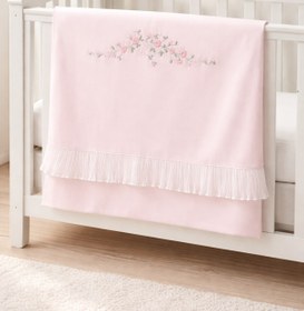 Resim özgürce Organik Çiçek Nakışlı, Plise Detaylı Bebek Battaniyesi 85x85 cm 