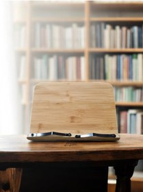 Resim lstri Kuranı Kerim Rahle Bambu Katlanabilir Kitap Okuma Standı Kitap Tablet Tutma Standı Ahşab 28*20 cm 