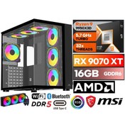Resim MSI 16 GB RX 9070 XT RYZEN 9 9950X3D 128GB RAM 2TB SSD DDR5 RGB ULTRA GAMİNG DESKTOP PC 