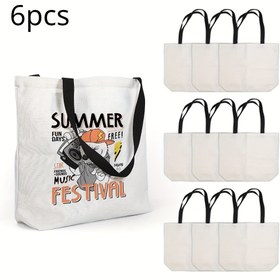 Resim Hacimli Boş Sublimasyon Taşıma Çantaları, Sublimasyon İçin Uygun Polyester Taşıma Çantaları, Büyük Kapasiteli Yeniden Kullanılabilir Market Çantaları DIY Projeler İçin. 