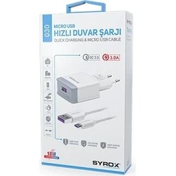 Resim Hhm_ Samsung Galaxy J5 Prime Uyumlu Mikro USB Girişli 3.0 Amper Adaptör+Kablo Şarj Aleti -Q30 
