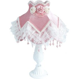 Resim Kadife Kaplı Çiçek Dekorlu Abajur 13798415 Diğer 