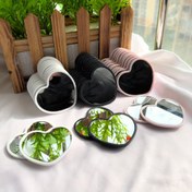 Resim 12'li Paket Kalp Şeklinde Makyaj Aynaları - Plastik Çerçeveli ve Cam Yüzeyli Çiçekli Dekoratif Masaüstü Makyaj Aynaları, Taşınabilir Kompakt Boyut Ev/Düğün İçin (Pembe/Beyaz/Siyah), Küçük Makyaj Aynası 