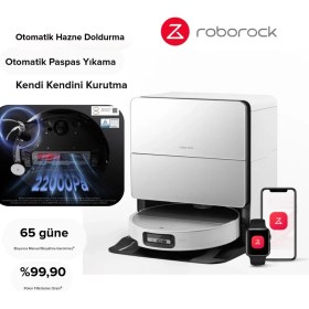 Resim Roborock Sıcak Su ile Kenini Yıkama ve Boşaltma 22.000 Pa Adaptilift Şasi Vibrarise 4.0 Sonik Paspas Duodivide Fırça Flexiarm Kenar Silme 80°c Sıcak Su Istasyonlu Akıllı Robot Süpürge 