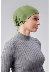 Resim Sonbaharmoda Kadın Tesettür Likralı Penye Dikişsiz Kaymaz Düz Bağlamalı Bone Mint Yeşili 