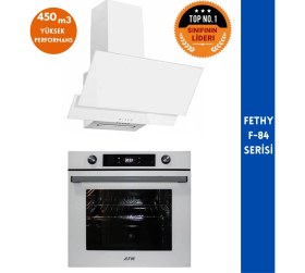 Resim Afm Tech Eryes Fethy F-84 2'li Ocak ve Fırın Beyaz Turbolu Dijital Ankastre Set ( FM7701 + FM3301) 