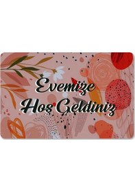 Resim Dijital Baskılı 3d Kapı Önü Paspas Hoşgeldiniz Yazılı Çiçek Desenıç Ve Dış Kapı Paspası Yıkanabilir Pembe 