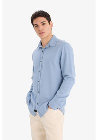 Resim DeFacto Slim Fit Dar Kesim Pamuklu Basic Düz Uzun Kollu Gömlek A4644AX25SPBE299 