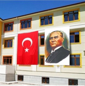 Resim Atatürk Posteri Ve Türk Bayrağı Raşel Kumaş 200x300 Cm -6 