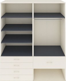 Resim Kronos Gardrop 6 Raflı 5 Çekmeceli Tek Askılı 176x59x221 Aytaşı-antrasit/aytaşı Beyaz 