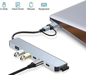Resim Coverzone Çoklayıcı Adaptör 7in1 USB/Type-c To USB A, USB C Macbook uyumlu Çevirici Adaptör Çok Portlu Çoklayıcı 7 in 1 USB HUB (Gri) 