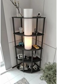 Resim Conrad Çift Yön Kullanım Raflı Köşe Lambader Siyah 