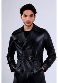 Resim Erkek Hakiki Deri Trençkot (544944678) Siyah 