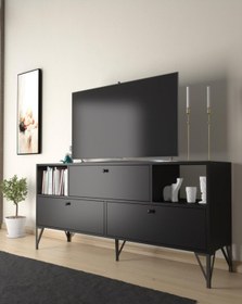 Resim Woodn Love Mia 160 Cm Metal Ayaklı Tv Ünitesi - Konsol - Siyah / Siyah 